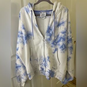 champion blue watercolor oversized zip up